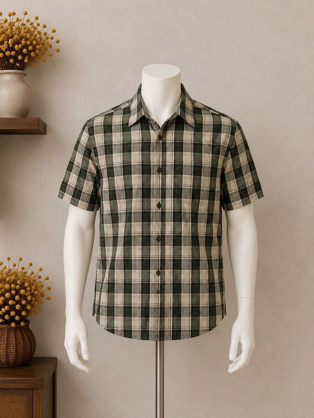 Carhartt Mens Plaid Button Front Shirt Relaxed Medium Cotton Casual Workwear
